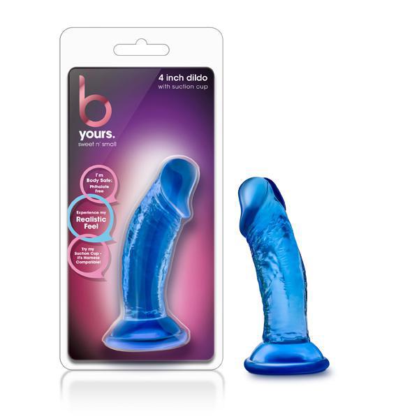 B YOURS SWEET N' SMALL 4'' DILDO WITH SUCTION CUP BLUE - Temptations