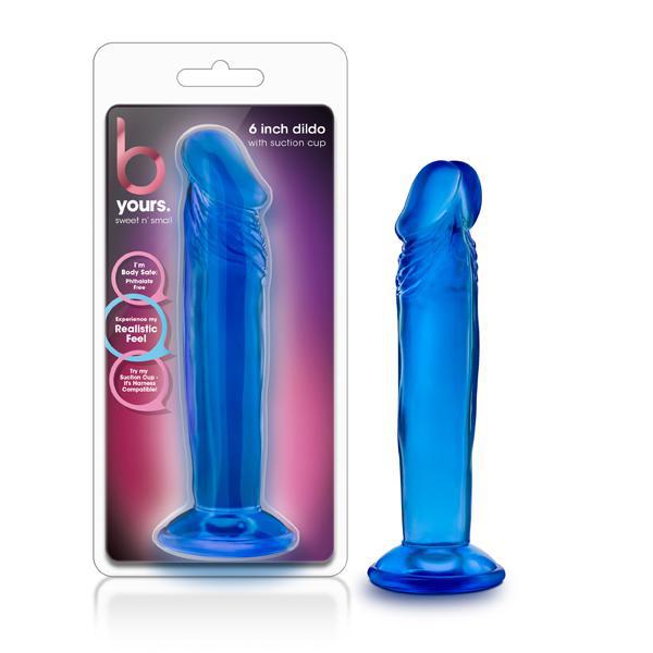 B Yours Sweet N' Small 6" Dildo With Suction Cup Blue - Temptations