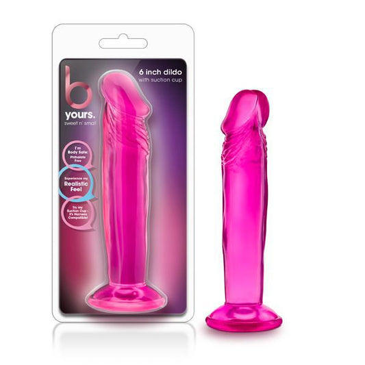 B YOURS SWEET N' SMALL 6'' DILDO WITH SUCTION CUP PINK