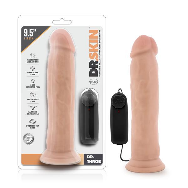 Dr. Skin Dr. Throb 9.5" Vibrating Realistic Cock With Suction Cup Vanilla