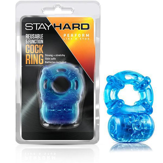 Stay Hard Reusable 5 Function Cockring Blue