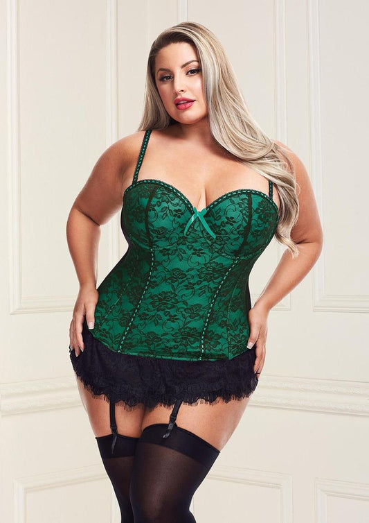 BACI BUSTIER AND GSTRING - GREEN - 1X/2X - Temptations