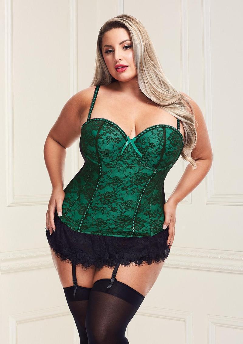 BACI BUSTIER AND GSTRING - GREEN - XL - Temptations