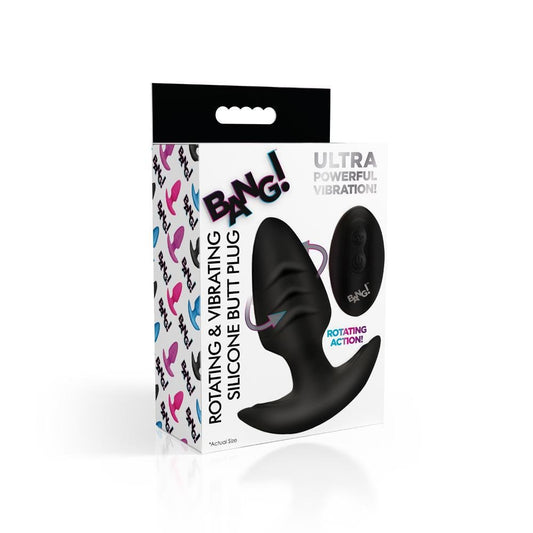 Bang! Rotating & Vibrating Silicone Butt Plug W/ Remote - Temptations