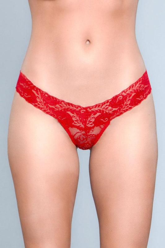 Be Wicked BW1160R V Cut Lace Panties - Red - Temptations