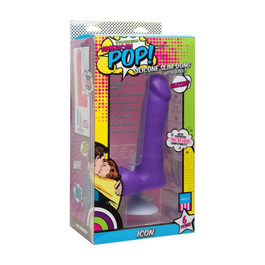 AMERICAN POP ICON SLIM DONG WITH BALLS 6'' PURPLE