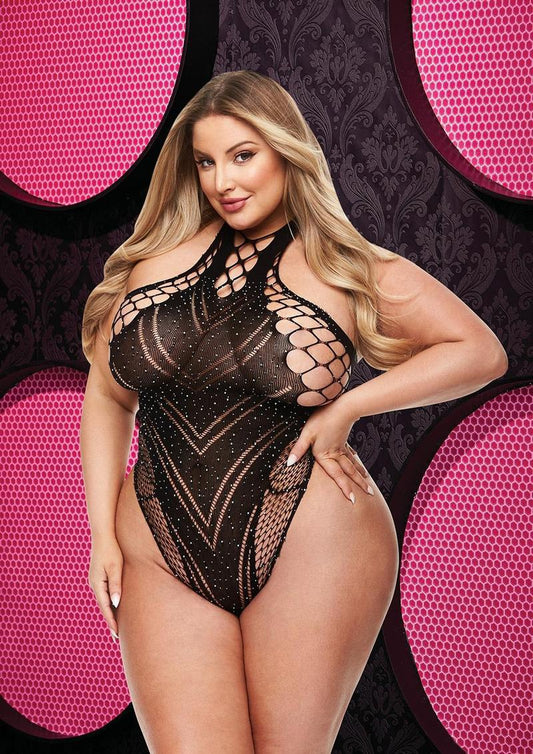 BLING BLING FISHNET BODYSUIT - BLK - Q - Temptations