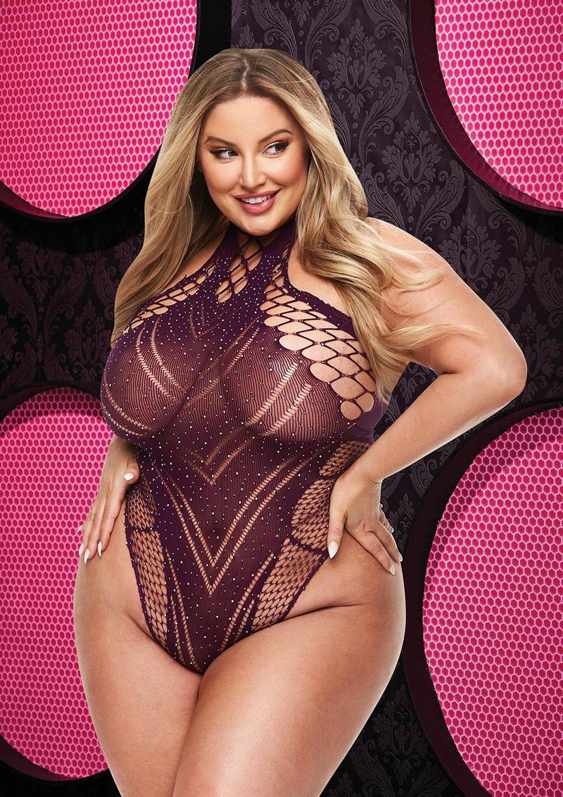 BLING BLING FISHNET BODYSUIT - PUR - Q - Temptations