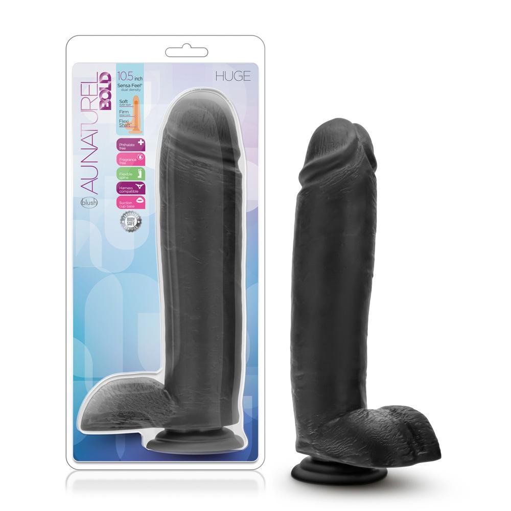 Blush Au Natual Bold Huge 10.5" Dildo Black - Temptations