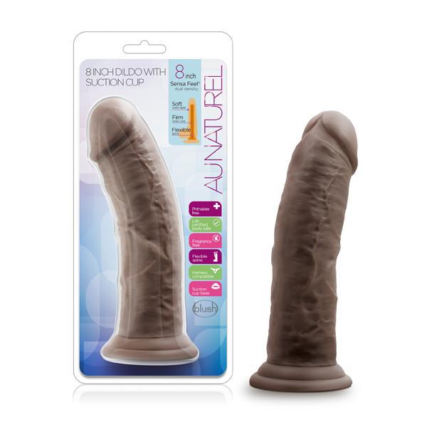 Blush Au Naturel 8" Dildo With Suction Cup Chocolate - Temptations