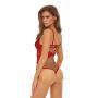 Bombshell Boudoir Lace & Mesh Peek a Boo Wire Teddy Red MD - Temptations