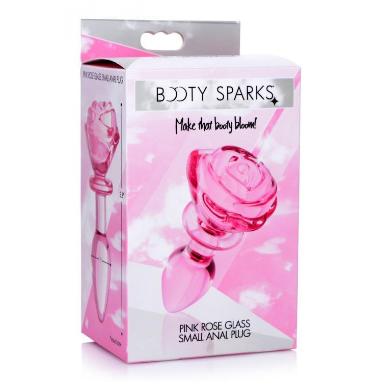 Booty Sparks Pink Rose Glass Small Anal Plug - Temptations