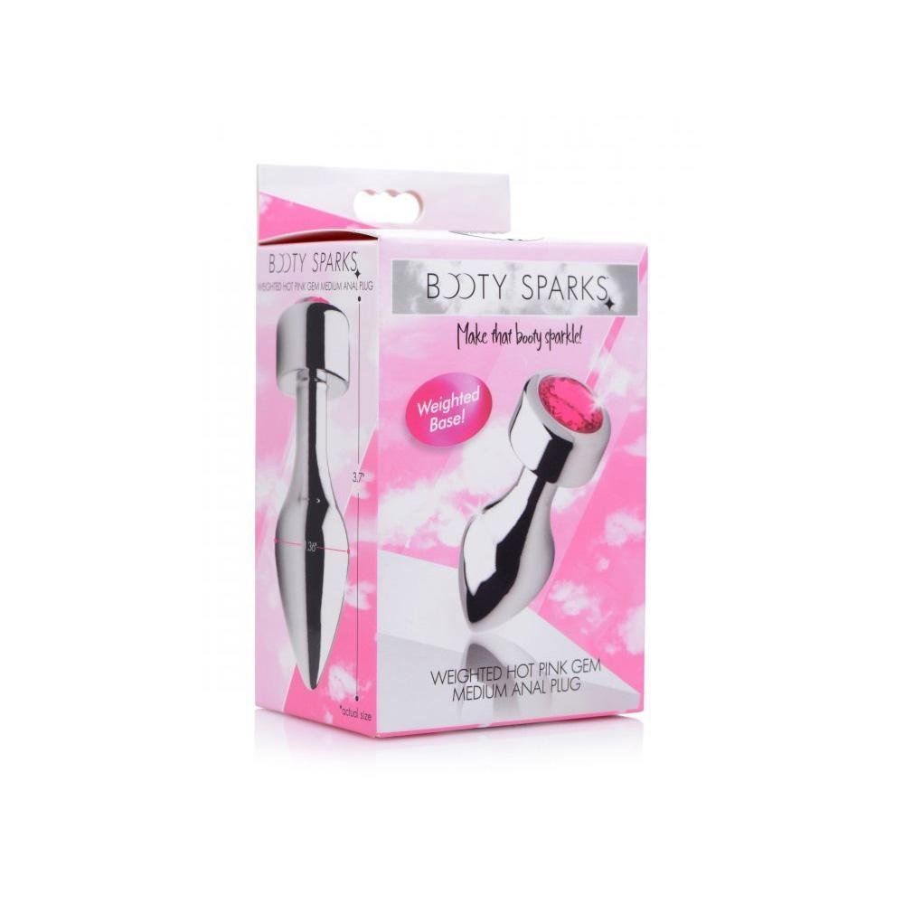Booty Sparks Weighted Base Aluminum Plug Pink Gem Medium - Temptations
