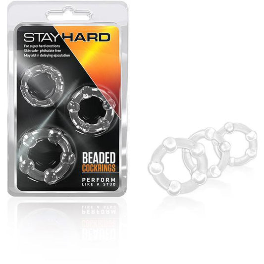 Stay Hard Beaded Cockrings Clear