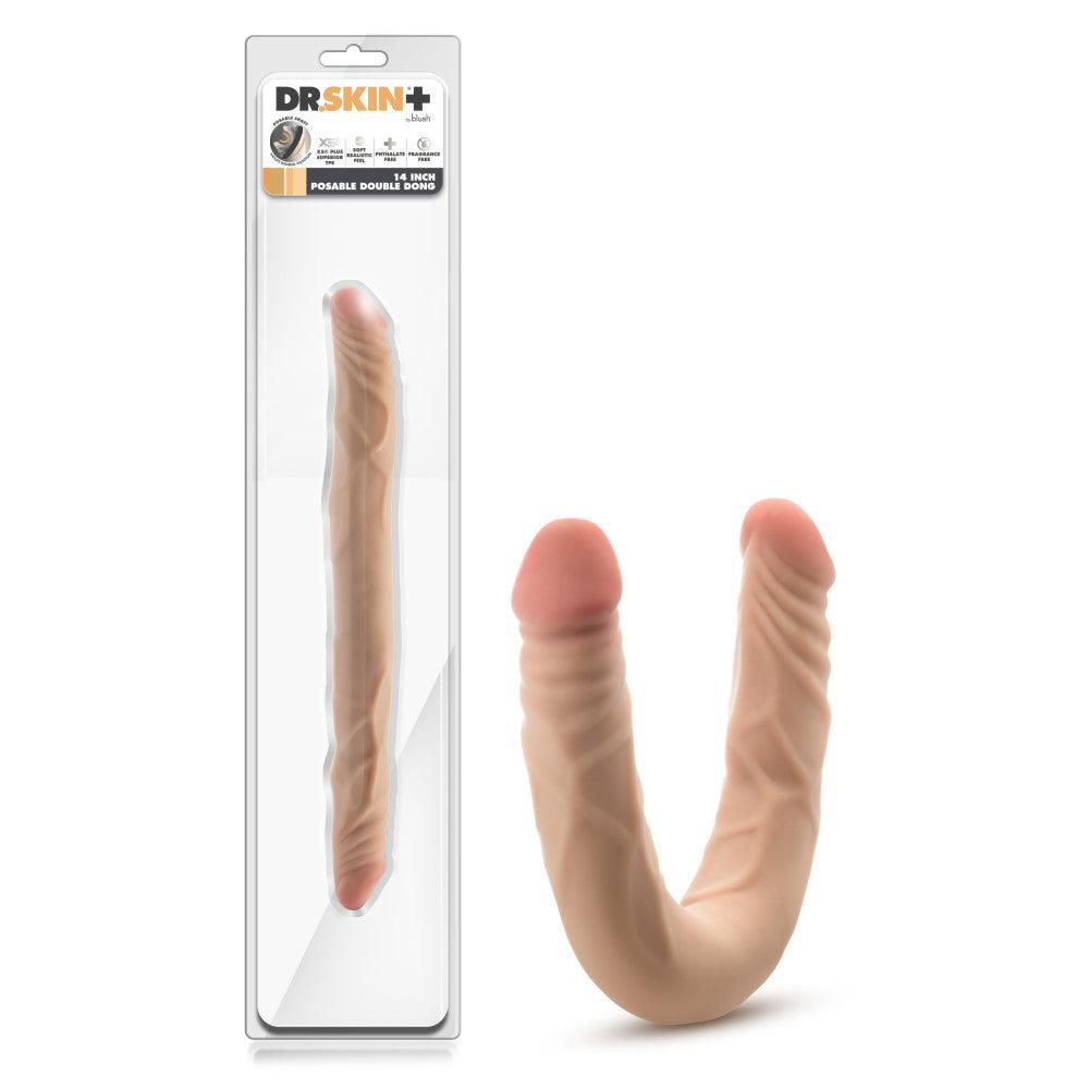 Dr. Skin Plus 14" Posable Double Dong Beige