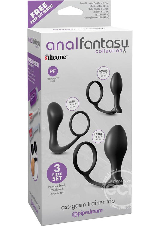 Anal Fantasy Collection Ass-Gasm Trainer Trio Set Silicone Plugs 3 Sizes Per Set