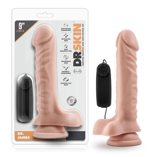 Dr. Skin Dr. James 9" Vibrating Cock With Suction Cup Vanilla