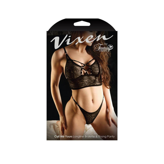 Call Me Yours Longline Bralette & Thong Panty One Size - Temptations