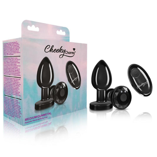 Cheeky Charms Vibrating Butt Plug Gunmetal Medium - Temptations