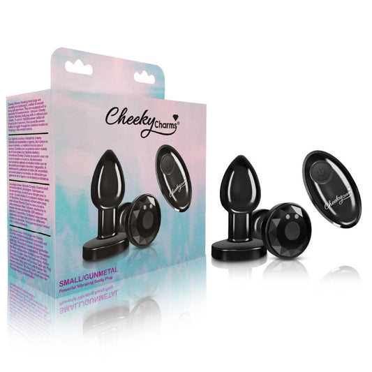 Cheeky Charms Vibrating Butt Plug Gunmetal Small - Temptations