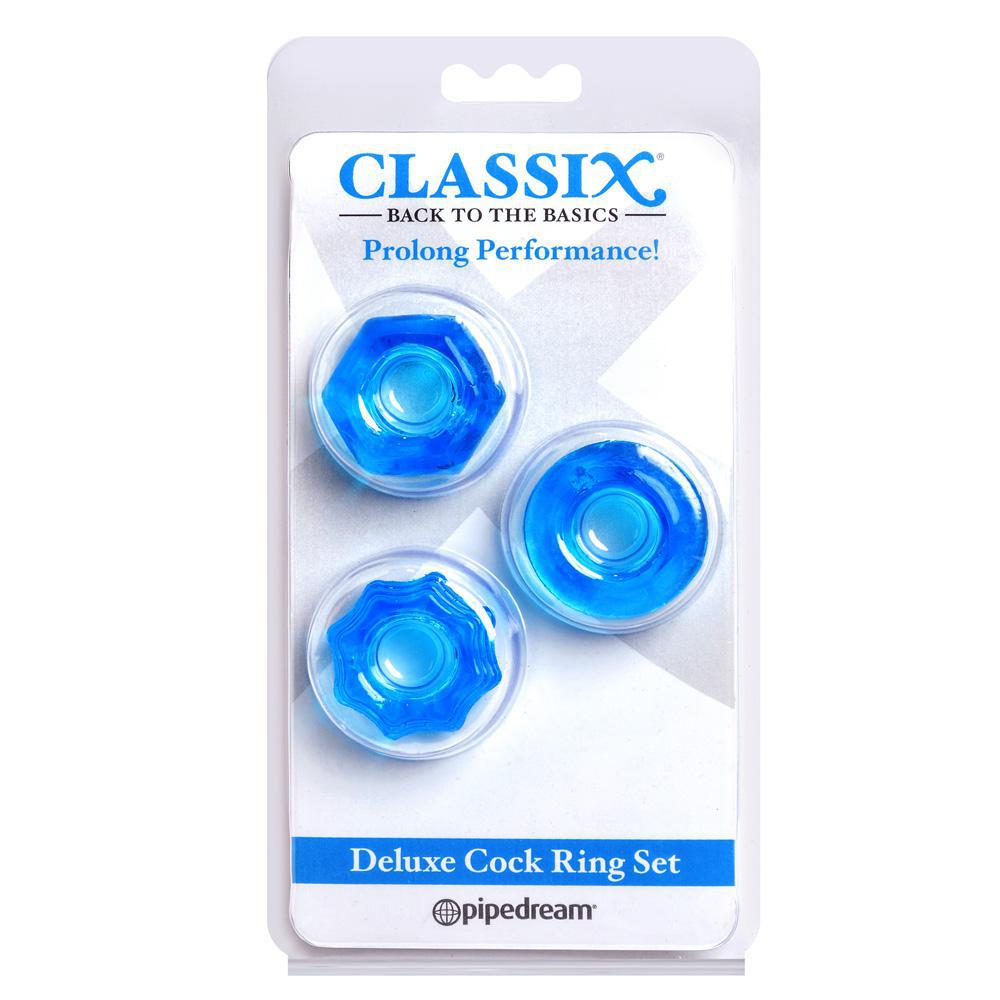 Classix Deluxe Cock Ring Set Blue - Temptations