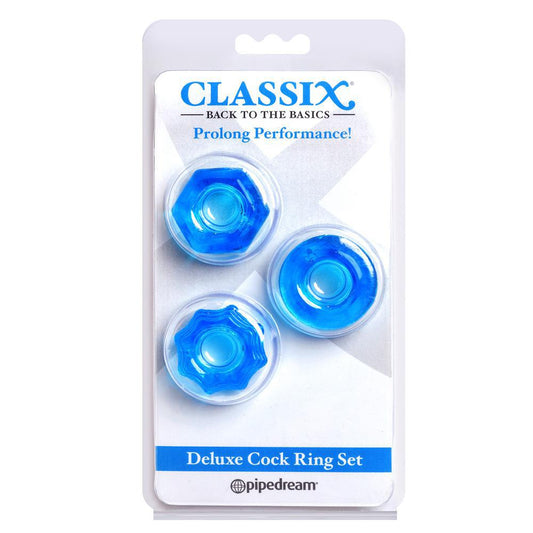 Classix Deluxe Cock Ring Set Blue - Temptations