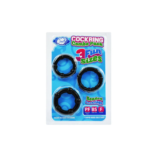 Cloud 9 Cockring Combo Beaded Black