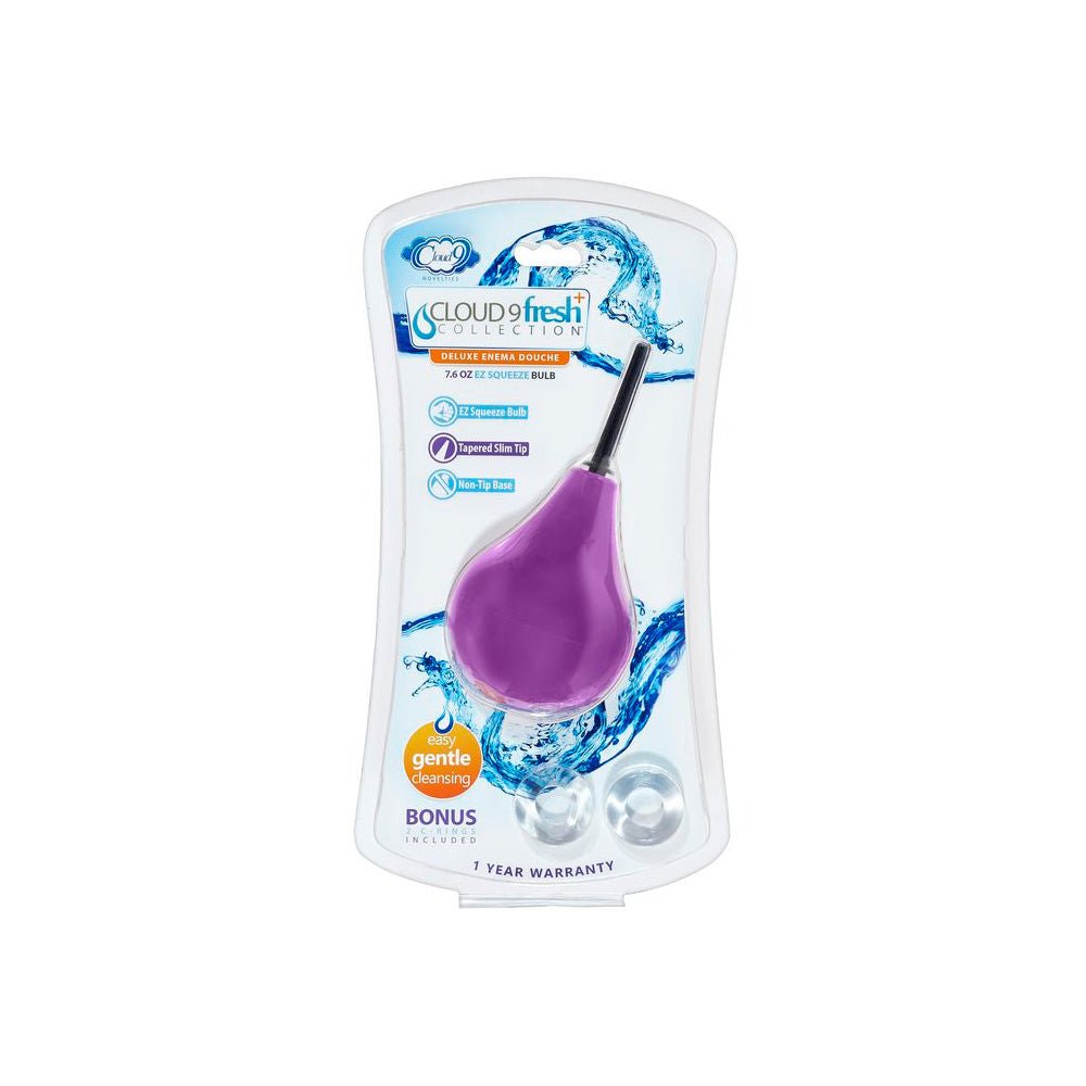 Cloud 9 Fresh + Deluxe Anal Soft Tip Enema Douche 7.6 oz. & Cock Rings