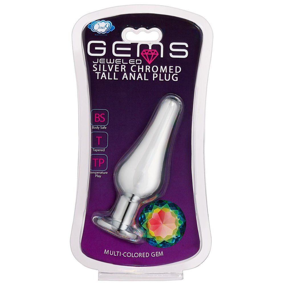 Cloud 9 Gems Silver Chromed Tall Anal Plug Medium