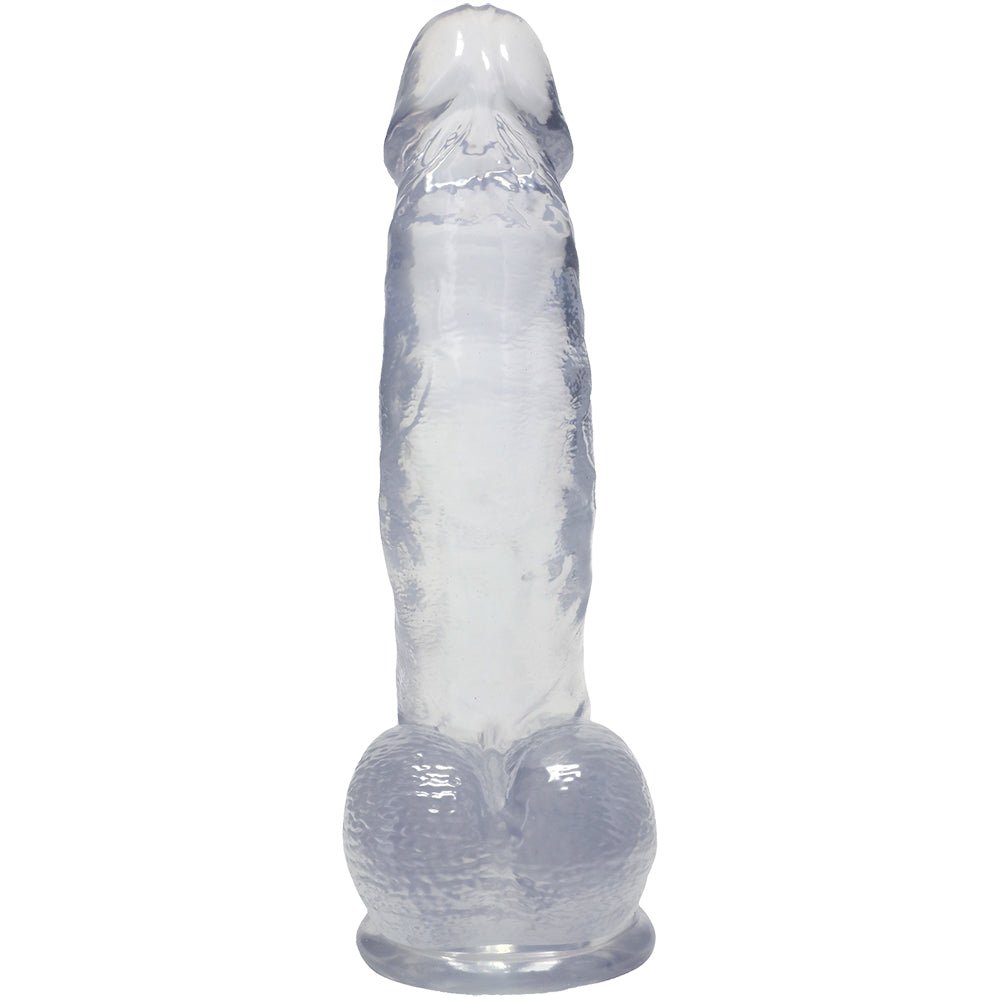 Crystal Jellies Curved Realistic Cock With Balls 7 Inch Clear