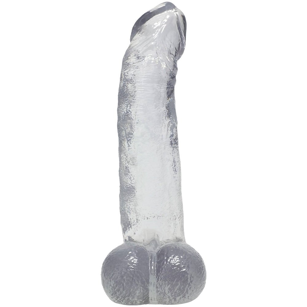 Crystal Jellies Curved Realistic Cock With Balls 8 Inch Clear