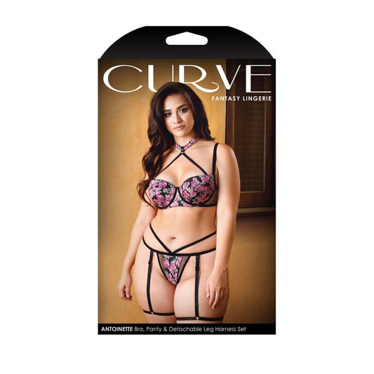 Curve Antoinette Harness Bra And Caged Panty Plus - Temptations