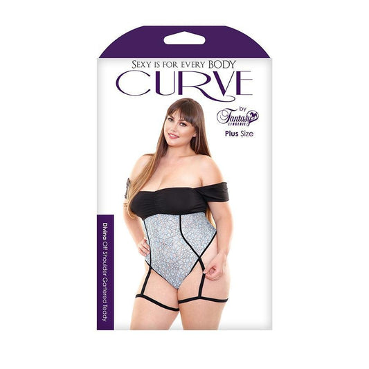 Curve Divina Gartered Teddy - 1X/2X Boxed - Temptations