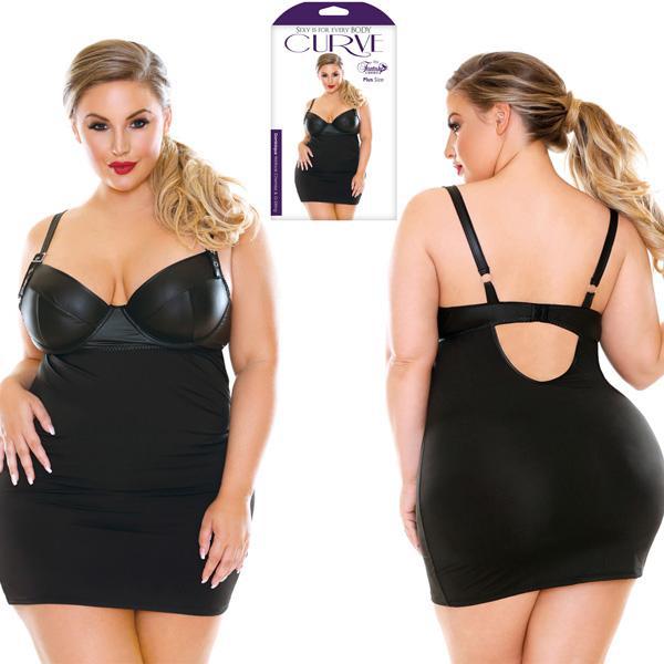 Curve Dominique Wetlook Chemise & G - String - 3X/4X Boxed - Temptations