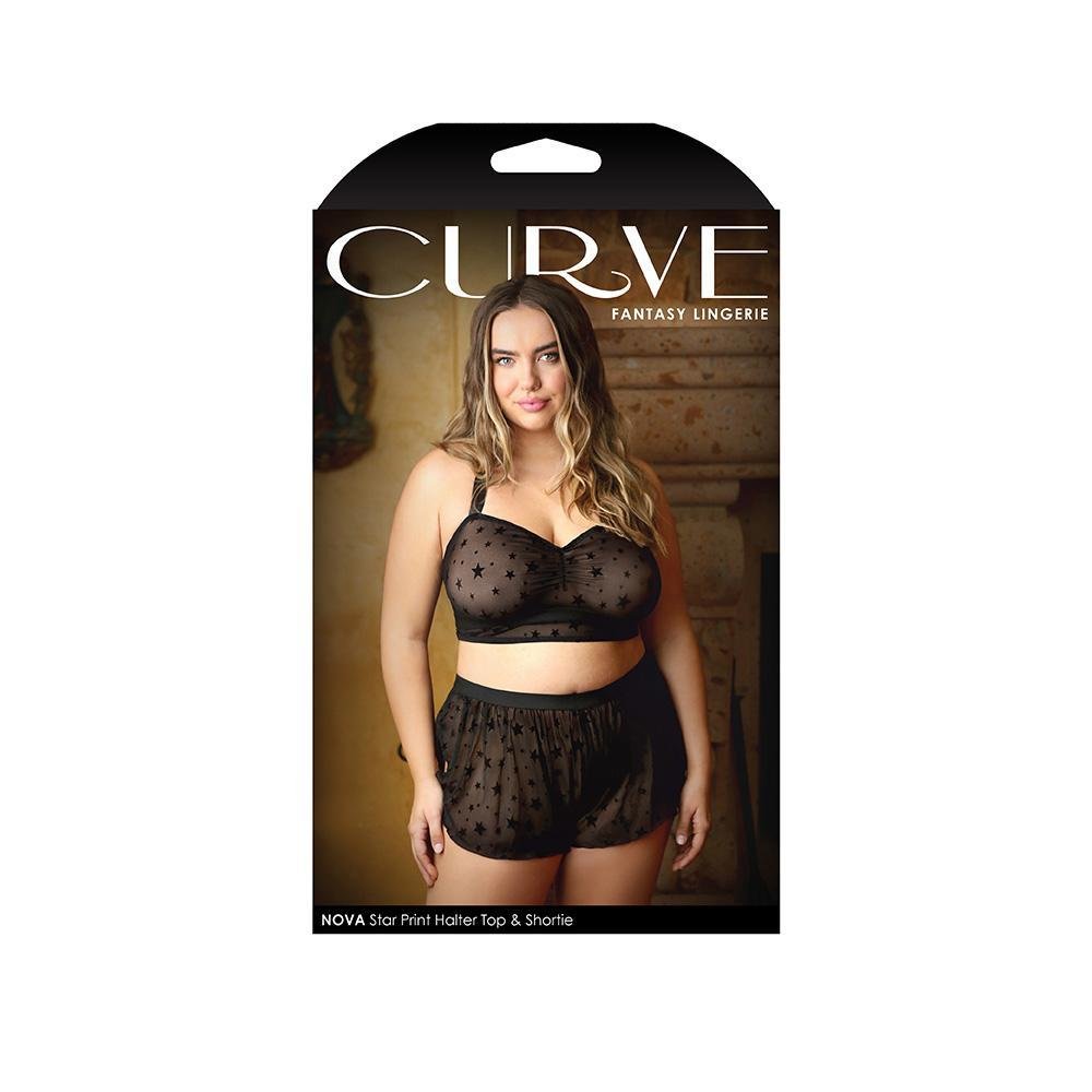 Curve Nova Star Print Halter Top And Matching Shortie 1X/2X - Temptations