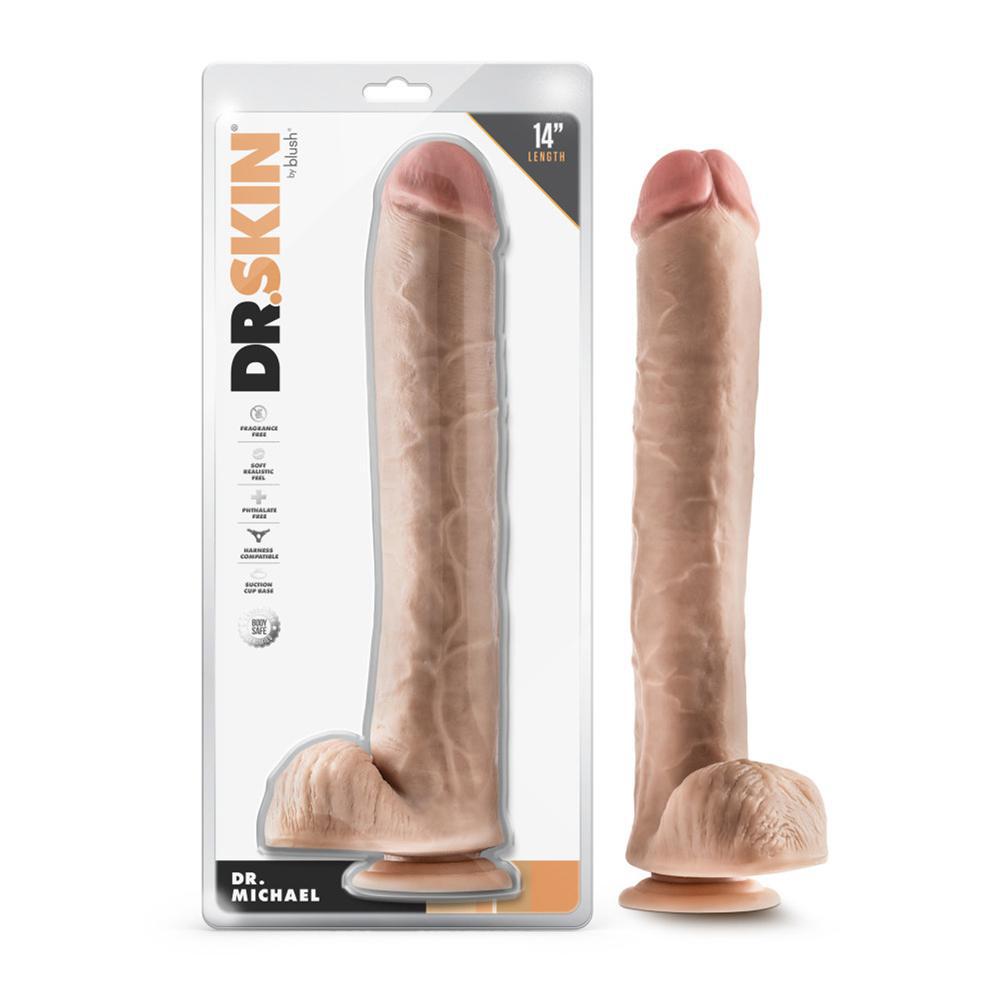 Dr. Skin Dr. Michael 14" Dildo With Balls Beige