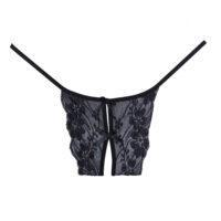 Adore Lace Open Panty Double Mini Bow Detail In The Front And Back Black One Size