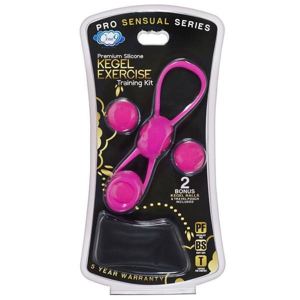 KEGEL TRAINING W/4 WEIGHTED BALLS & POUCH PINK PREMIUM SILICONE