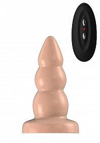 Buttplug - Rubber Vibrating - 5 Inch - Model 6 - Flesh