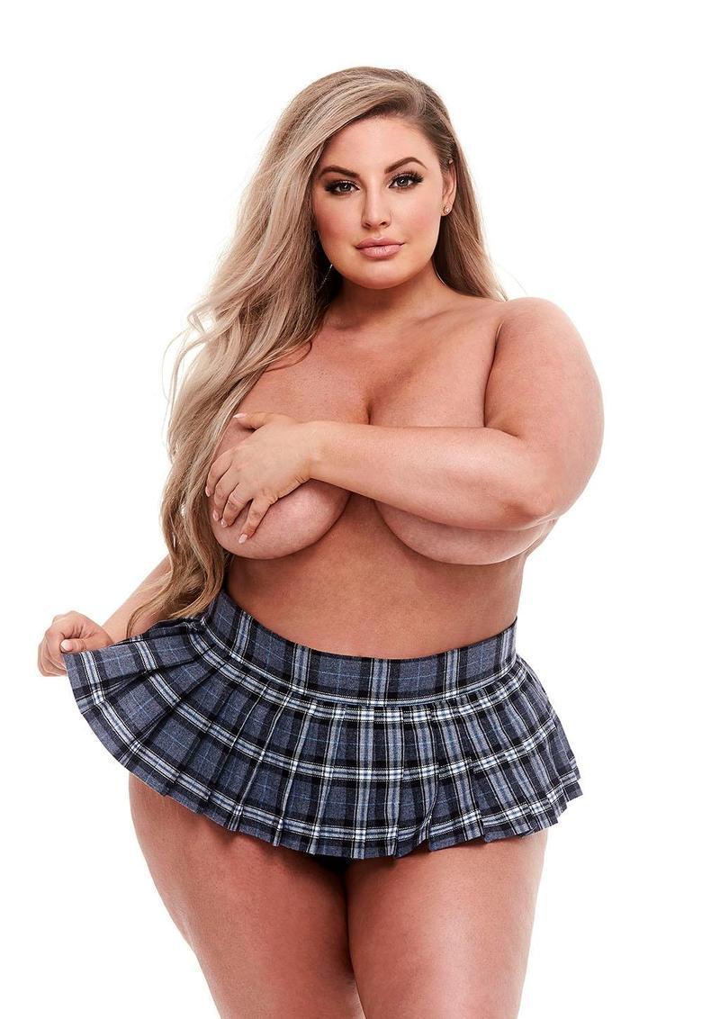 SCHOOLGIRL SKIRT - GREY - PLUS SIZE