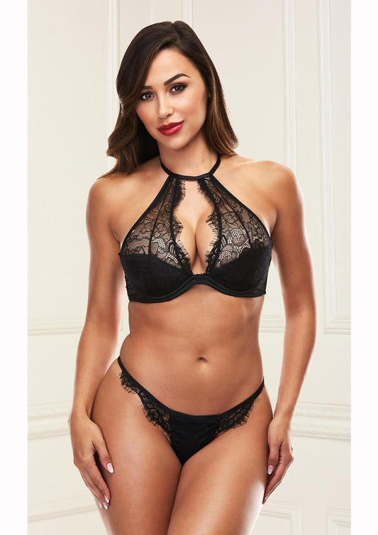 Xgen SEXY LACE HALTER SET-BLACK