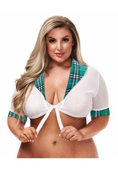 TEACHERS PET - SCHOOLGIRL TOP - TURQ -Q