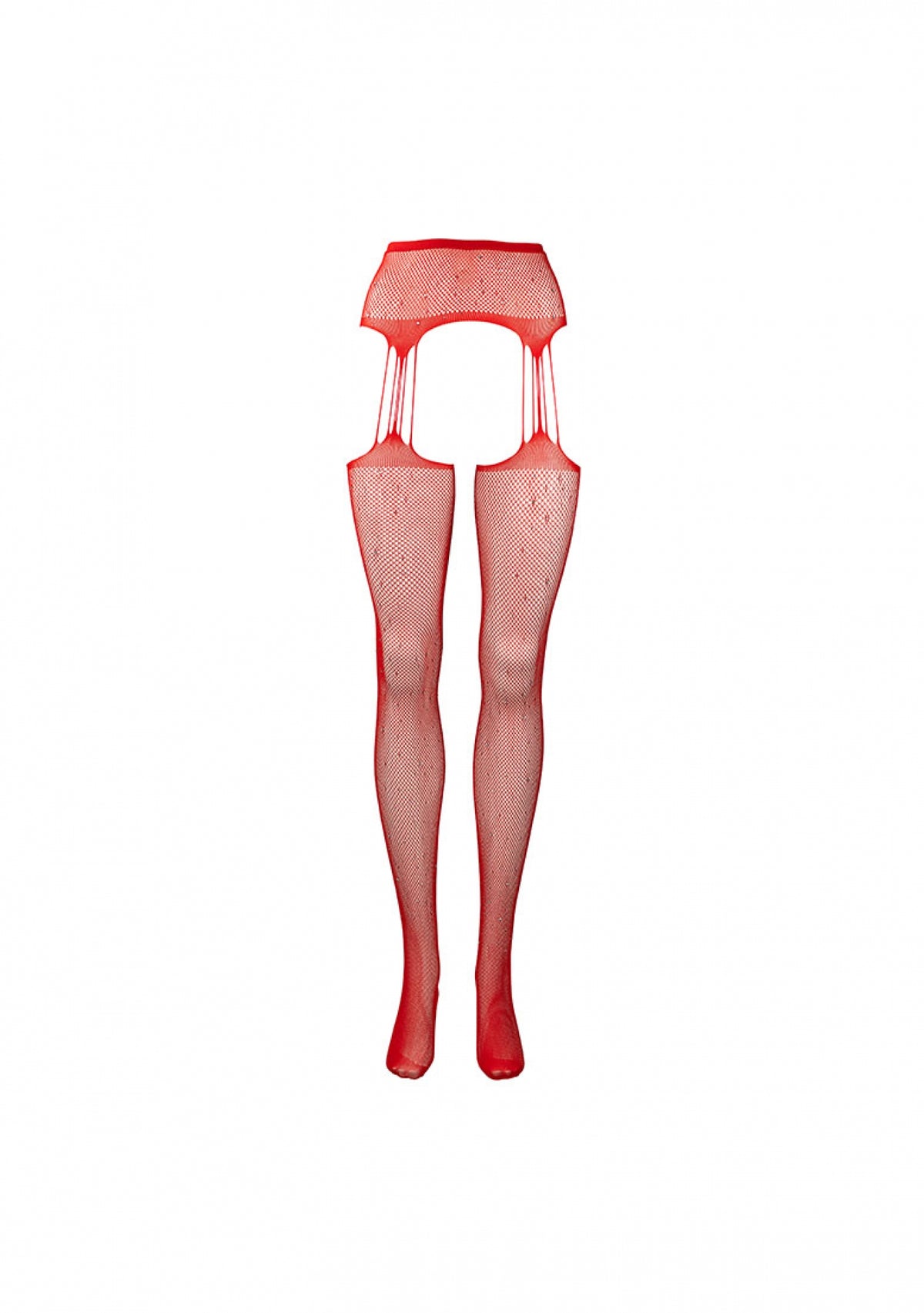 Le Desir Suspender Rhinestone Pantyhose Red - Temptations