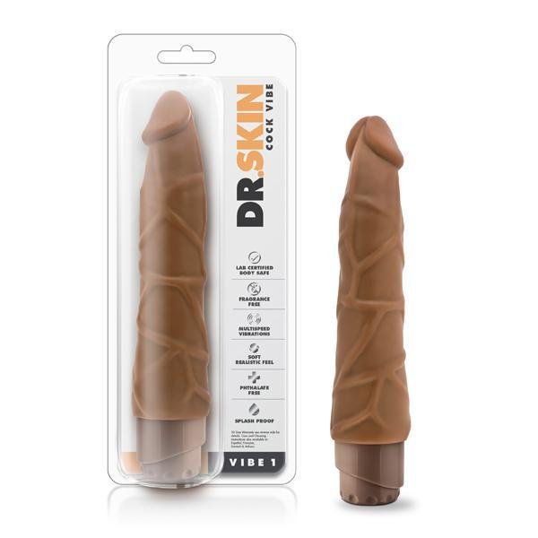 Dr. Skin Cock Vibe 1 - 9" Vibrating Cock Mocha - Temptations