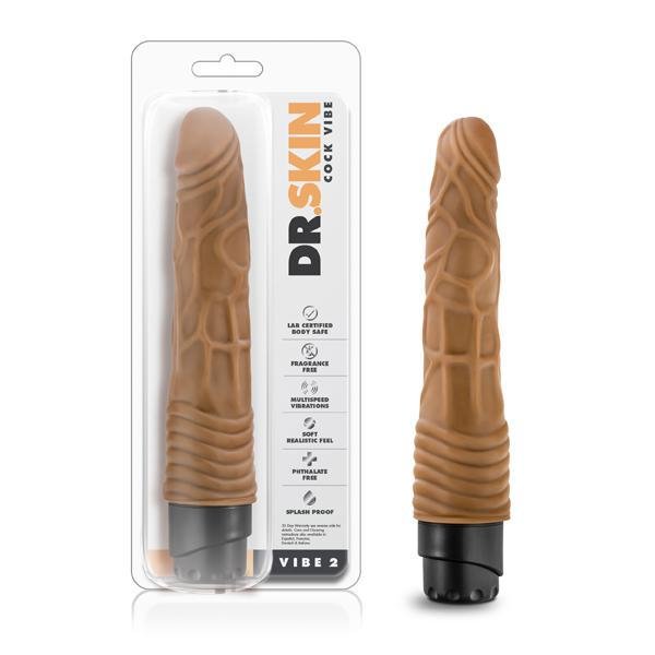 Dr. Skin Cock Vibe 2 9" Vibrating Cock Mocha - Temptations