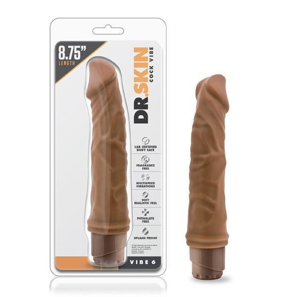 Dr. Skin Cock Vibe 6 8.75" Vibrating Cock Mocha - Temptations