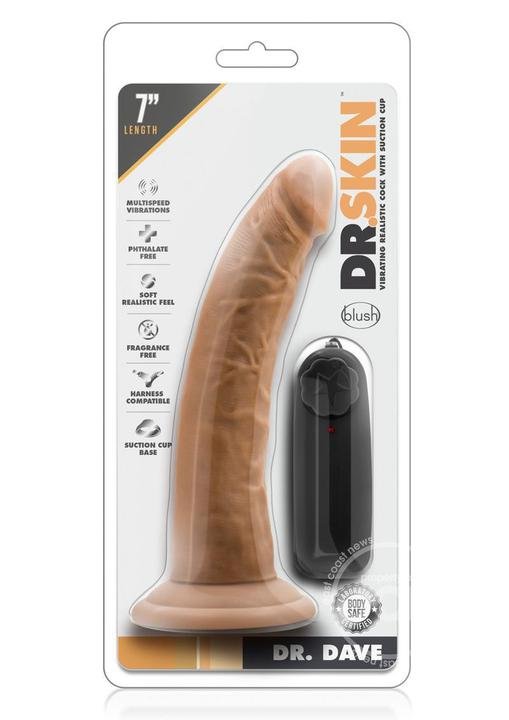 Dr Skin Dr Dave Vibe Cock W/suction Mocha 7 inch - Temptations