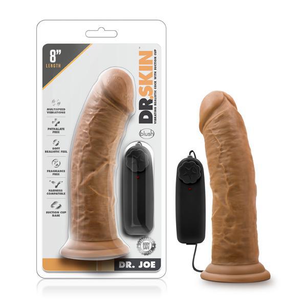 Dr. Skin Dr. Joe 8" Vibrating Cock With Suction Cup Mocha - Temptations