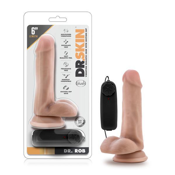 Dr. Skin Dr. Rob 6" Vibrating Cock With Suction Cup Vanilla - Temptations