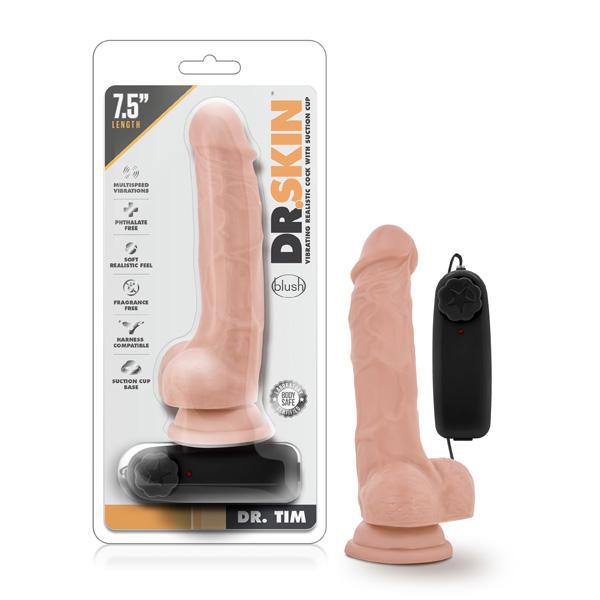 Dr. Skin Dr. Tim 7.5" Vibrating Cock With Suction Cup Vanilla - Temptations
